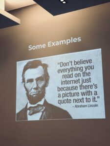 KI generiertes Bild mit falscherm Zitat von Abraham Lincoln